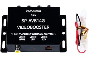 GAOHOU Amplificador de vídeo RCA de 1 a 4 puertos para señal de DVD/TV de coche