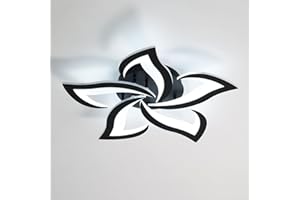 Comely Plafonnier LED, Luminaire Plafonnier 60W 6750LM, Noire Lampe de Plafond Moderne de Pétale pour Salon Chambre Cuisine Salle à Manger, Blanc Froid 6500K, Dia 60cm