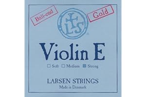 LARSEN STRINGS Violin Saiten Original Synthetic,Fiber Core E Gold, rostfreier Stahl, vergoldet, mit Kugel, strong