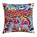 Produktbild Humor Decor Werfen Kissenbezug, von ambesonne, Musiker Apple iPad spielt Drums Happy Instrument Handwerker Indie Stil Kunst, Deko Figur quadratisch Accent Kissen Fall, Schwarz Weiß, Textil, Multi 22, 16" W By 16" L