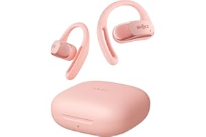 SHOKZ Słuchawki OpenFit Air z otwartym uchem, słuchawki True Wireless Bluetooth z mikrofonem, słuchawki z zaczepem Air-Earhook, szybkie ładowanie, 28 h pracy, wodoodporność IP54 do treningu (Różowy)