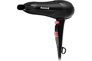 Remington Fast Dry Hair Dryer [Powerful 1900W Performance] (Ionic & Ceramic Technology, Cool Shot, Lightweight & Compact Design) Black/Pink D2000