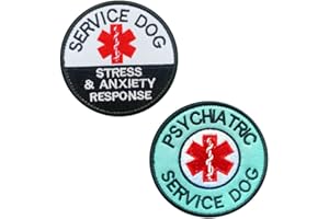 ZCKETO Lot de 2 écussons brodés pour chien d'assistance psychiatrique et EMT Service Dog Stress & Anxiety Response Funny Dog Patch Hook & Loop Fastener Dog Guide Dog Large Ferme Dogs