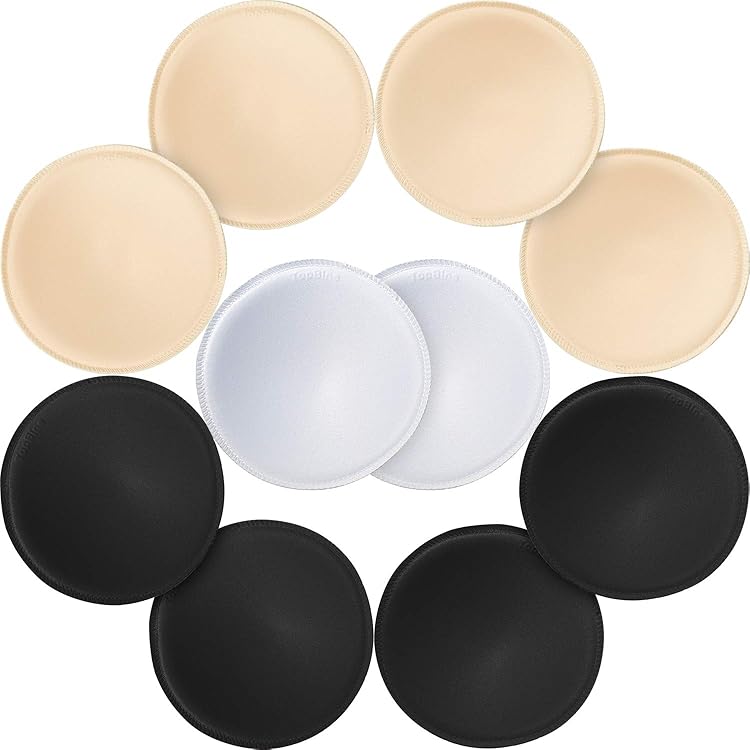 SKENGWEL BH-pads inzetstukken dames sport cups beha vervanging inzet voor bikini badpak, 4 paar (2 beige 1 zwart 1 wit), A-D
