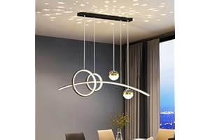 BELLASTEIN Lampa wisząca Stół, Lampa wisząca LED Czarny żyrandol Ściemnialny ze zdalnym sterowaniem Lampa wisząca do salonu Jadalnia Kuchnia Lampa biurowa (czarny, L120cm)