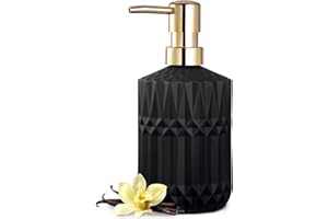EMPO Matowy dozownik mydła z czarnego szkła z pompką z tworzywa ABS, dozowniki balsamu do kuchni, łazienki (czarny)