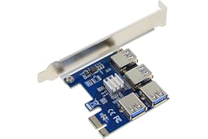 LEAGY PCIe 1 a 4 PCI-Express Port 16X Ranuras USB3.0 Expansión Riser Card para mineros Bitcoin para minar dispositivos BTC