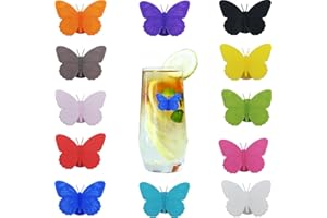 CTRICALVER Identificador de Copas, Tipo Mariposa Identificadores de Vidrio Marcadores de Bebidas de Silicona, copas de vino y adornos interesantes(12 colores*1 pcs)