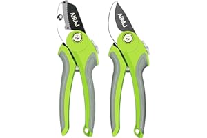 AIRAJ Forbici da Potatura 2 Set,Becco e Incudine Con lame in Acciaio Inox Antiruggine E Manico Antiscivolo, Forbici Potatura Professionali per Giardinaggio