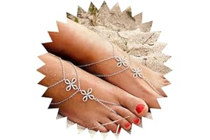 TseenYi Sandali A Piedi Nudi Cavigliere Bracciale Boho Multi Catena Spiaggia Nappe Cavigliere Punta Argento A Strati Catena Punta Spiaggia Cavigliera Moda Gioielli Donne Ragazze (1 Pz)