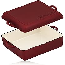 Mahlzeit Gietijzeren pan geëmailleerd | 6,9 liter | ronde munt | gietijzeren pan met deksel en 2 handgrepen | traditionele geëmailleerde braadpan | gietijzeren broodpan voor inductie