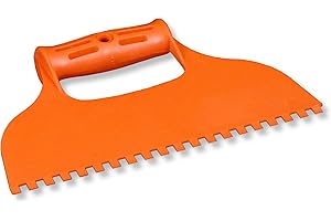 DEWEPRO Spatola in plastica – Spatola con manico – dentata: 6 x 6 mm – Larghezza: 235 mm – Spatola larga – Spatola per fughe – Spatola dentata in plastica