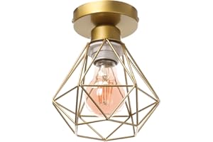 TOKIUS Plafonnier Industriel Vintage Luminaire E27 Rétro Lustre Suspension Design Métal Cage Ø160mm éclairage plafond Pour Salon Cuisine Chambre