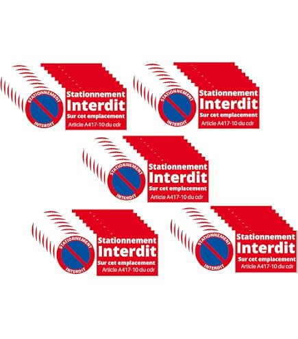 250 Étiquettes Stationnement Gênant - Autocollants 5x10 Cm Fond Bleu - Pour Voiture Mal Garée - Rouleau Avec Boîte