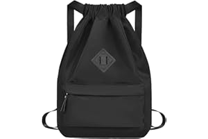 Atarni Turnbeutel Beutel Rucksack Schwarz Sportbeutel - Hipster Gym Bag Kordelzug Wasserdicht Gymsack Nylon Sportsack Coole Fitness Schwimmbeutel mit Fach für Damen Herren Erwachsene