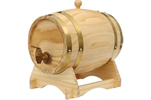 MIIHGNOS Botte di rovere da 5 l, con supporto in legno e rubinetto, in pino di alta qualità, raffinata e bella, moderna botte di whisky, a prova di perdite, per whisky, bourbon, tequila e aceto di vino