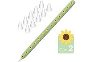 NIUTRENDZ Sunflower iPencil Case for Apple Pencil 2nd Generation Case Cover Silicone Protective Sleeve Skin with 10pcs Apple Pencil Tips Cover (Apple Pencil 2nd Generation, Green)