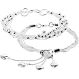 Braccialetti A Cuore E Perline Braccialetti Donna Argento 925 - 2 Pezzi, Cuore E Perline, 20 Cm, Regalo Per San Valentino O Compleanno Bracciale - 11