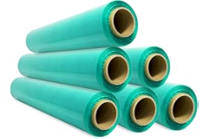 SIDI GLOBAL MARKET Film para Embalar, Film Verde, Papel Film, Rollo de Plastico Protector Muebles, Cajas Mudanza, Plastico Cubretodo 50cm x 300m estirables - SIDI (6 unds, Verde)