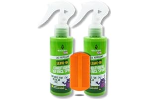 Escenti Head Lice Defence Kit 2X Kids Leave in Conditioner Spray 125ml with Tea Tree for Lice Prevention and BVO Luxe Nit Comb for Tangle Free Hair