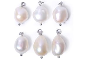 KISSPAT 6 ciondoli con perla bianca, stile elaborato, pendenti con piccole perle d'acqua dolce, per la creazione di gioielli, placcati in oro 14K