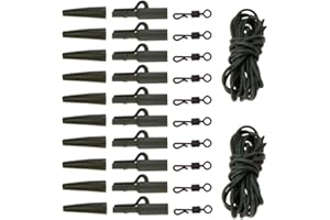 NewShot 32pcs Carp Fishing Tackle Quick Change Swivels Rig Tube & Silicone Rigs Tube Sleeve, Tail Rubbers Safety Clips Set