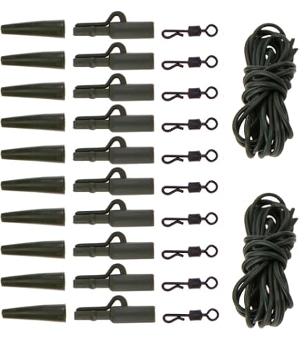 Kit 40 Accessoires Pour Plombs Carpe – Clips, Manchons Anti-emmêlement, élastiques Et Swivels à Changement Rapide