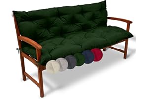 Beautissu Cojín de Banco Flair BR - Colchón con Respaldo para Bancos de jardín, terraza o balcón - 150x50x50 cm - Verde Oscuro