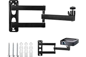 letuxaamz Soporte para Proyector, Soporte de Pared para Proyector, Compatible con 1/4 de Pulgada, Montaje en Pared, Negro, Metal, Ajustable, Estable, para Cámaras y Proyectores