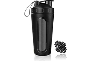 X SIM FITNESSX 700ml Edelstahl Protein Shaker Sport Fitness Shaker Eiweiß | Protein Eeiweiß Shaker Becher mit Kugel (SCHWARZ)