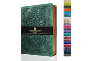 Victoria's Journals Tagebuch, Kunstleder, Vintage, Hardcover, liniertes Notizbuch, altmodisches Reisetagebuch, A5, Größe 14,5 x 20,5 cm, Dunkelgrün