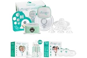 MAMASHY Plus Box - 1 Tiralatte Elettrico Indossabile + 20 Sacchetti Latte Materno con Tappo, Imbuto, Tettarella + 2 Coppette Raccogli Latte Materno e Custodia, Neonato Accessori Utili Kit Allattamento