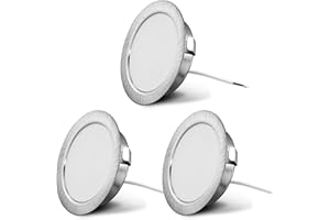 KYOTECH Set de 3 luminaires pour meuble LED 230V, 3,5W LED IP44 G4 15mm spots encastrables pour meuble plat, 3000K blanc chaud, hotte de cuisine, spot encastrable salle de bain (Nickel Brossé)