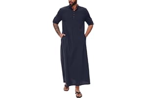 YAOHUOLE Djellaba Homme Musulman Caftan Homme Coton Grande Taille Homme Kaftan Thobe