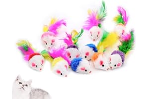 DFsucces Cat Catnip Mice Toys,17 Pcs Cat Mouse Toys,Soft Mouse Toys,Cat Toy Mice Rattle Set,Variety Interactive Cat Toy,with Feather Tail for Kitten(Mixed Color)