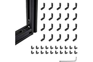 TOHIRA 20 Stück schwarze Aluprofil Winkelverbinder 90° L-Form Eckwinkel – Aluminium Eckverbinder mit M5 T-Nutensteinen und Innensechskantschrauben, Befestigungsmaterial für 2020 Aluminium Profile