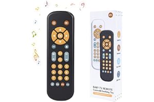 JoyJoyful Jouet Telecommande TV Enfant Bebe 1 an, 3 Langues Jeux Educatif Cadeau Fille 1 an pour Français/Espagnol/Anglais, Jouets Musicaux, Jouets d'apprentissage Précoce Einstein(Noir)