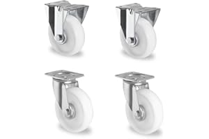 DELEX-ROLLEN 4 Stück Lenkrollen Bockrollen Transportrollen lenkbar 200 mm Kunststoffrad Rollenlager