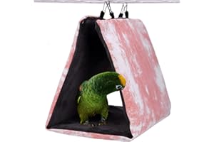 LeerKing Parrot Hammock Nido de pájaro para Uso de Doble Cara Tienda de campaña Jaula Juguetes Tela de Lona y Cama de Felpa Cueva con Ganchos para periquitos Cacatúas Cacatúas Canarios