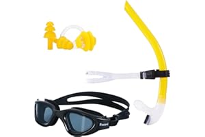 Focevi Swim Snorkel for Lap Swimming,Adult Swimmers Snorkeling Gear for Swimming Snorkel Training in Pool and Open Water,Center Comfortable Silicone Mouthpiece One-Way Purge Valve