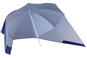 Outsunny Parasol plażowy Współczesna osłona przeciwsłoneczna Ochrona UPF 50+ Torba transportowa w zestawie Granatowy