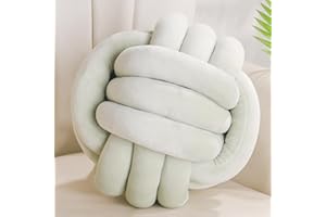 Yhoelata Cojin Nudos Verde, Cojines Redondos Decorativo de Terciopelo, Cojín Decoración para Cama Sofa, Cojín para Dormitorio Infantil, Regalo 22 cm