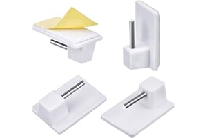 HOTOP 20 Packs Self-Adhesive Hooks Window Hooks Adhesive for Net Curtain Rods, White (Square Corners)