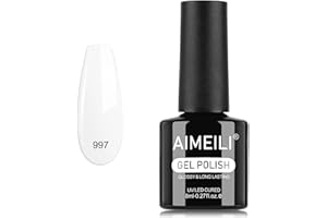 AIMEILI Esmalte Semipermanente Gel UV para Uñas Color Francés blanco 8ml, Remoción Fácil UV/LED Soak Off Francés blanco para Manicura Nail Art Salon Home DIY, 997