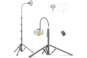 Victiv 224cm Hoch Handy Stativ, Schwerlast Flexibel Overhead Stativ für Kamera mit 35cm Verstellbarer Schwanenhals, Aluminium Kamera Phone Stative für Canon DSLR & iPhone15 14 13 Pro Max Min, Samsung