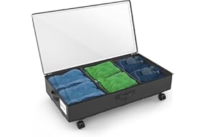 TINRIEF Caja Bajo Cama 2 In 1 Almacenaje Ropa Bolsas Armario Organizador Canape Cajones Para Debajo Almacenamiento Zapatero Mudanza Para Guardar Ropa Zapatos Edredones Artículos Diversos (Negro)