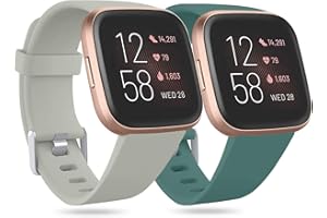 Ouwegaga Compatible con Fitbit Versa Correa/Fitbit Versa Lite Correa/Fitbit Versa 2 Correa, Banda de Repuesto de Silicona para Fitbit Versa, Pequeño Grande, 2 Pack