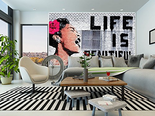 Poster Banksy Graffiti Künstler Wandbild Dekoration Life is Beautiful Pop Art Street Style Street Art Stencil Straßenkünstler | Fotoposter Wanddeko Bild Wandgestaltung by GREAT ART (140 x 100 cm) - 3
