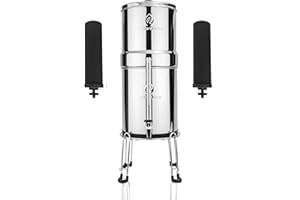 GOSAL euroguard® Gravity Water Filter System in Stainless Steel | NSF certified 2x Activated Carbon Filter Cartrdiges | SS Stand | Water Level Tap