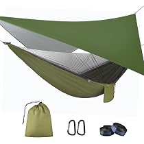 Premium Hängematten-Set Mit Regenfliege & Insektennetz | Komplettset Für Camping & Outdoor - Inkl. Baumgurte & Trockensack